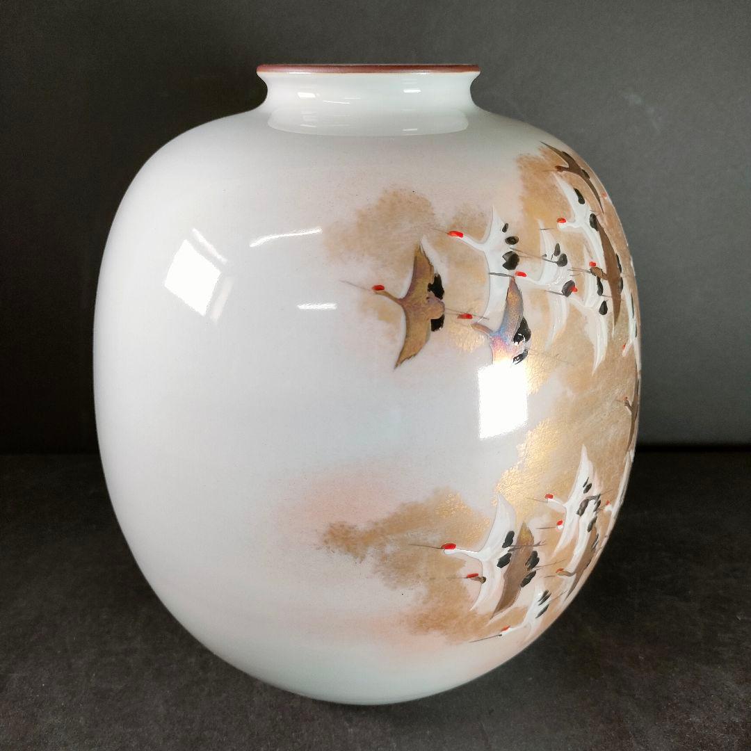C6-4/九谷焼/光崖二代 高明作/金彩色絵鳥図花瓶/花瓶/