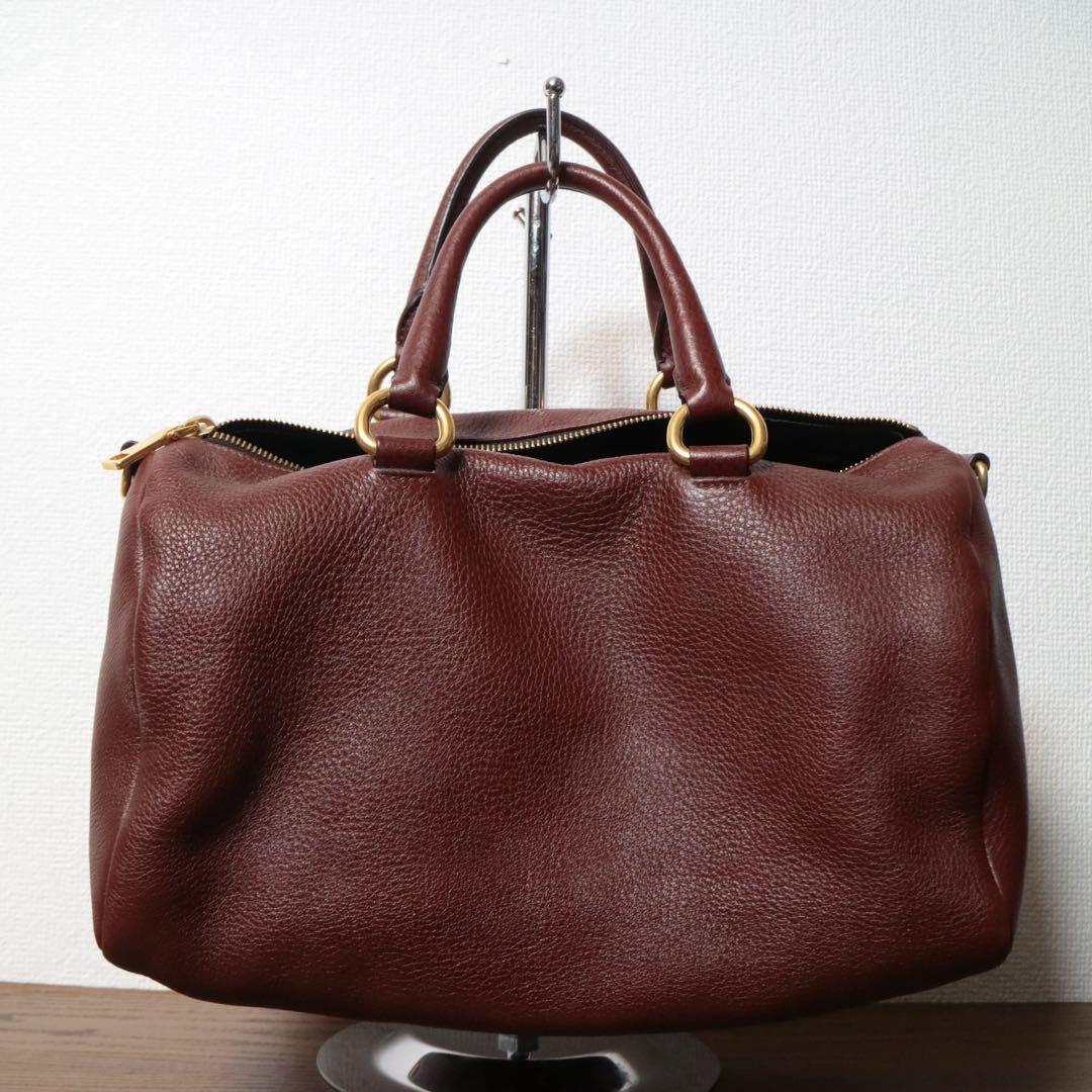 極美品】 PRADA ダイノレザー ボストンバッグ ショルダーバッグ ギャラ