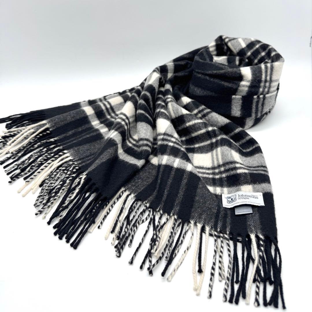 美品 ジョンストンズ 大判ストール カシミヤ100 チェック ブラック ホワイト 楽天市場】Johnstons ジョンストンズ Cashmere Tartans カシミヤ