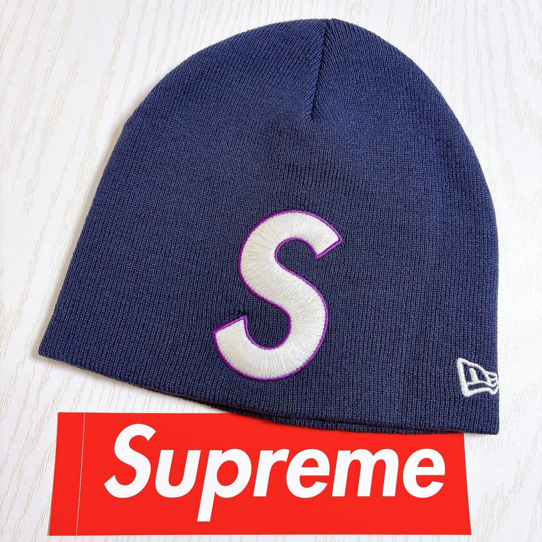 Supreme NEW ERA ニット帽 ビーニー Sロゴ ネイビー 紺 - メルカリ