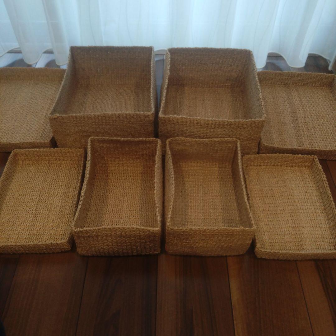 廃盤】無印良品 アバカ カゴ 蓋付き小物入れ 大2個＆中2個 - yellows