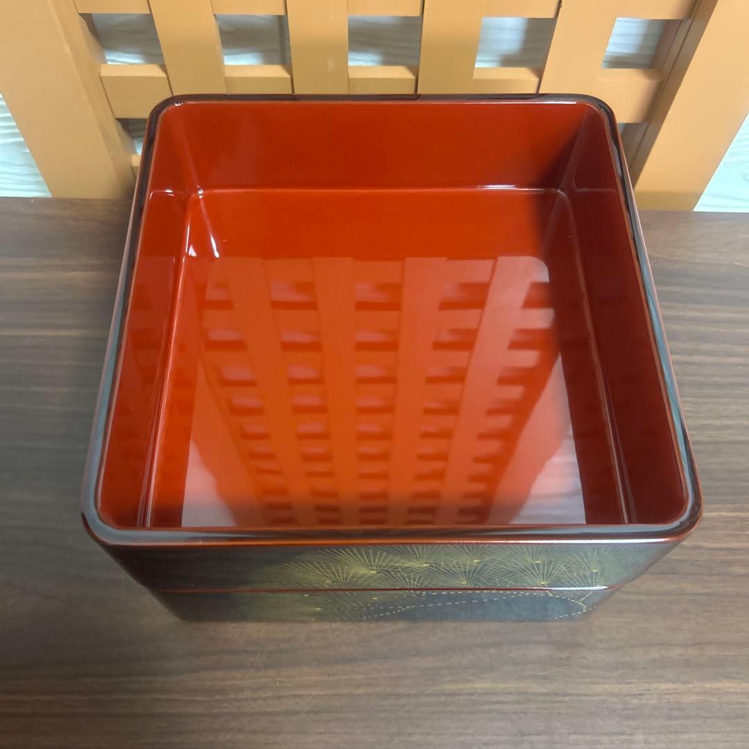 越前焼 漆金手彫り 御重箱 松 金 三段 箱付き