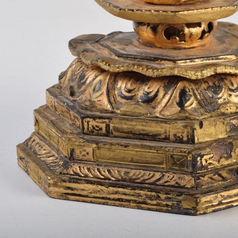 仏教美術 木彫 金彩彩色 仏像 置物 C 8624