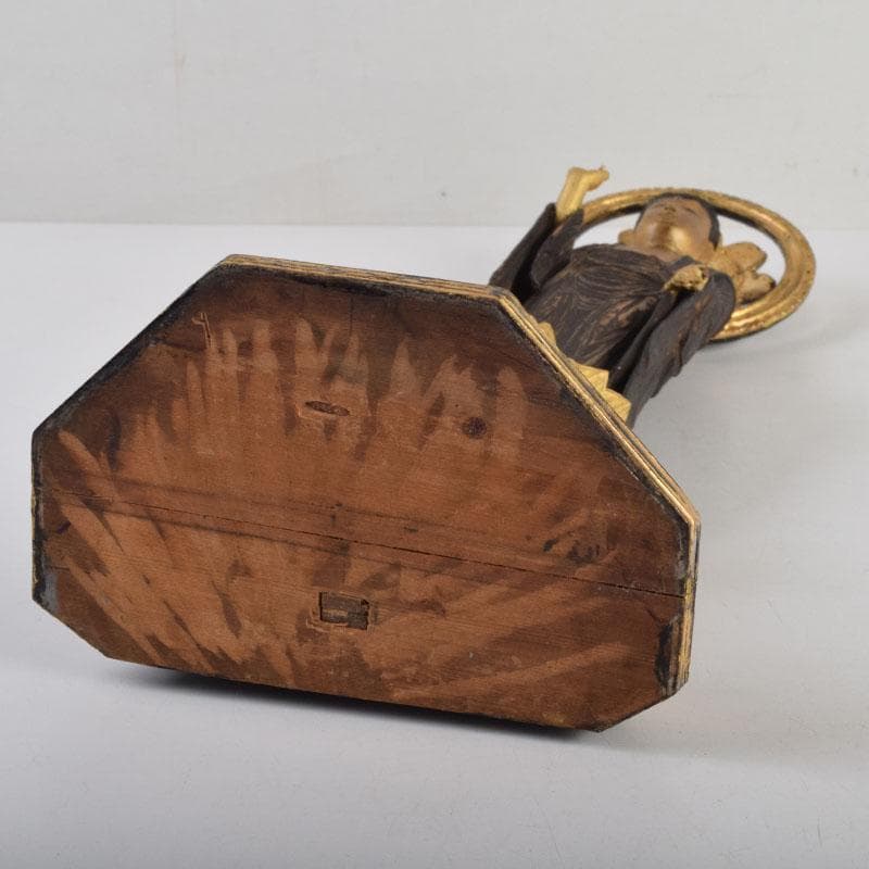 仏教美術 木彫 金彩彩色 仏像 置物 C 8624