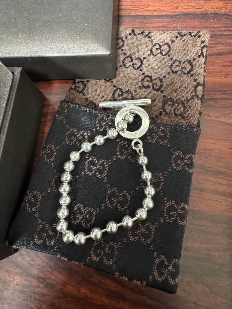 Gucci シルバービーズブレスレット箱布袋付き GUCCI シルバービーズブレスレット Gucci シルバービーズブレスレット