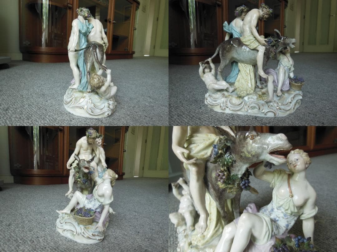 マイセン フィギュリン ロバに乗るシレナス  ロバのサイレーン 酔っぱらう人々