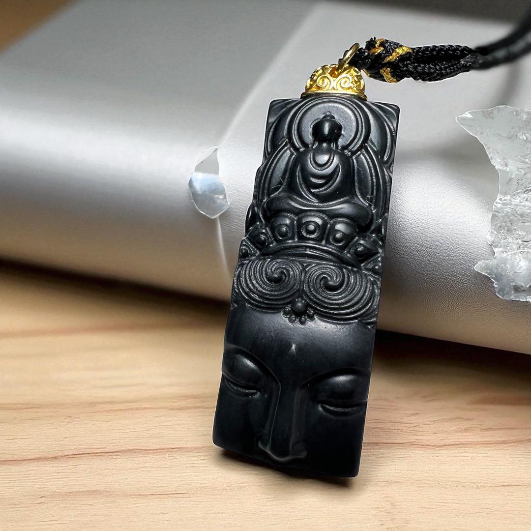 和田玉観音様彫り紐ネックレス❣️ 至高の慈悲 願望成就・開運・健康長寿