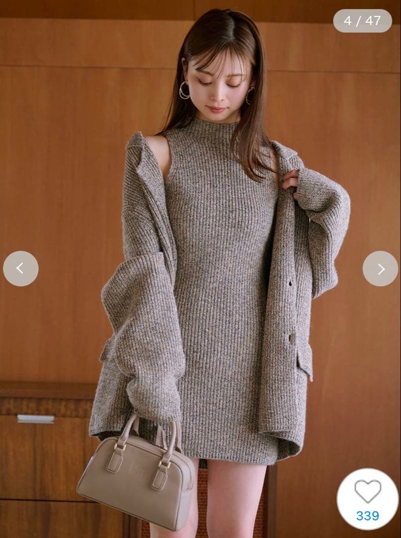 SNIDEL ミニニットワンピース ニットジャケットセット グレー 2点