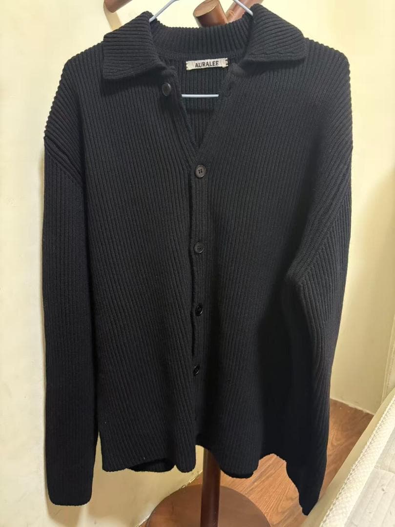 AURALEE ブラックリブ編みカーディガン 5 ADAM ET ROPE'（アダムエロペ）の「【AURALEE】SUPER HARD TWIST RIB