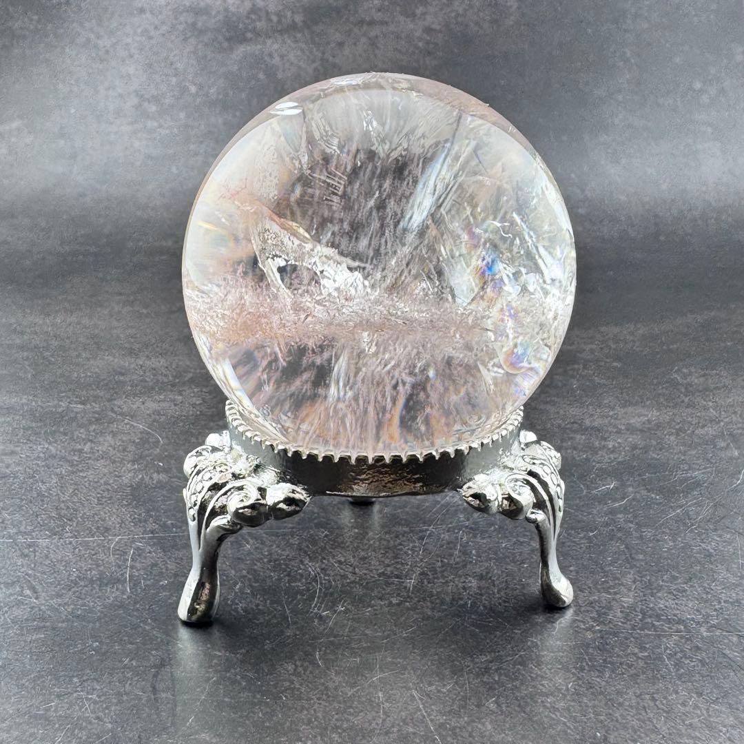 M-44ピンクアゼツライト丸玉 ピンク層状スフィア ピンククォーツ57.4mm