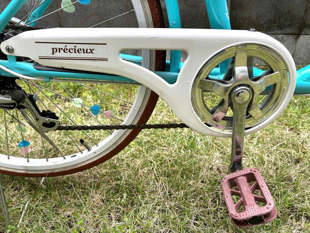 子供用自転車 24インチ（6段変速付き） アクアブルー ハートデコ