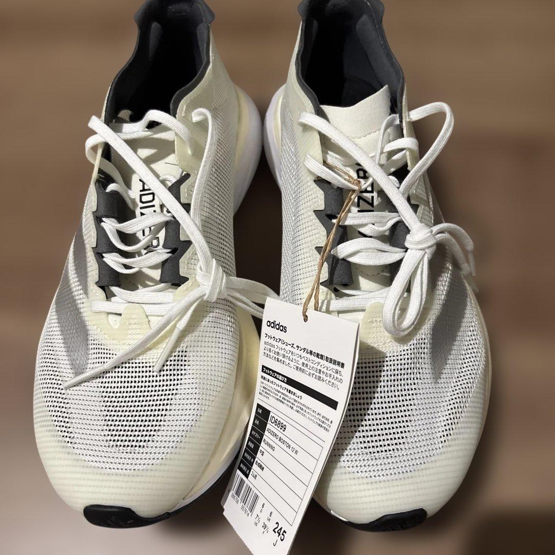 adidas ADIZERO Boston12 wスニーカー 24.5 新品 ADIDAS Women's Adizero Boston 12 Ivory/Iron Metallic/Solar Red