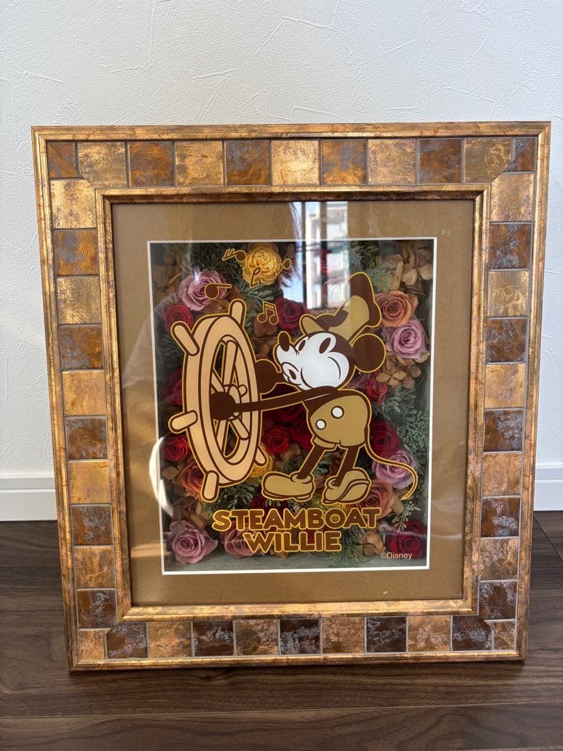 ディズニーフラワーフレームアート　アンティーク　レア物　蒸気船ウィリー Disney監修 正規品『蒸気船ウィリー』純金小判20g | 東京書芸館公式