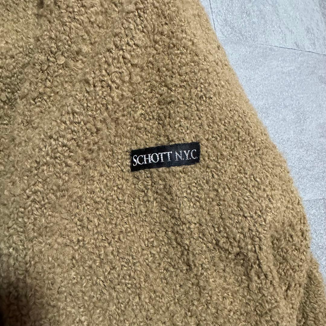 Schott ショット ブークレショールカラー ニット カーディガン 厚手 L