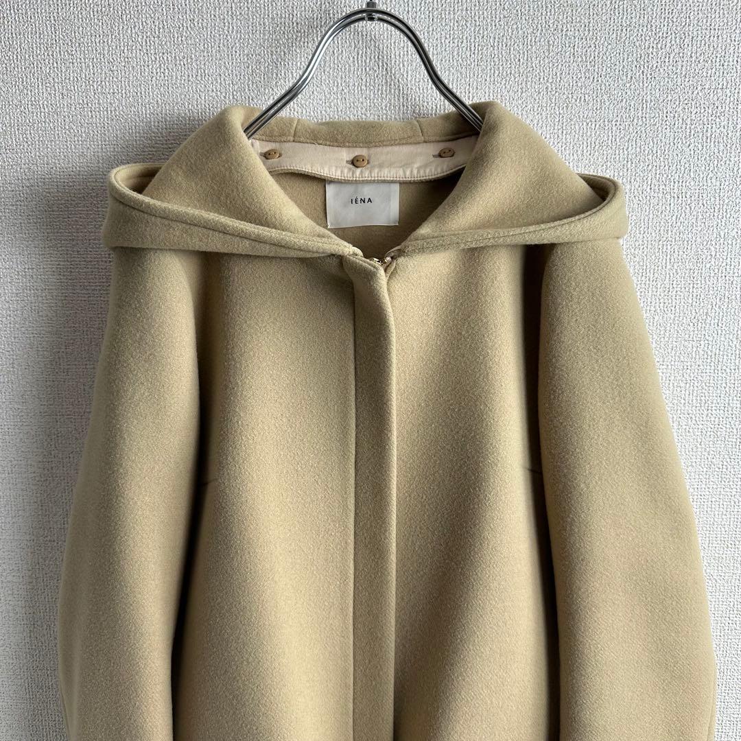 美品 IENA イエナ 二重織りシャルムフードコクーンコート ベージュ