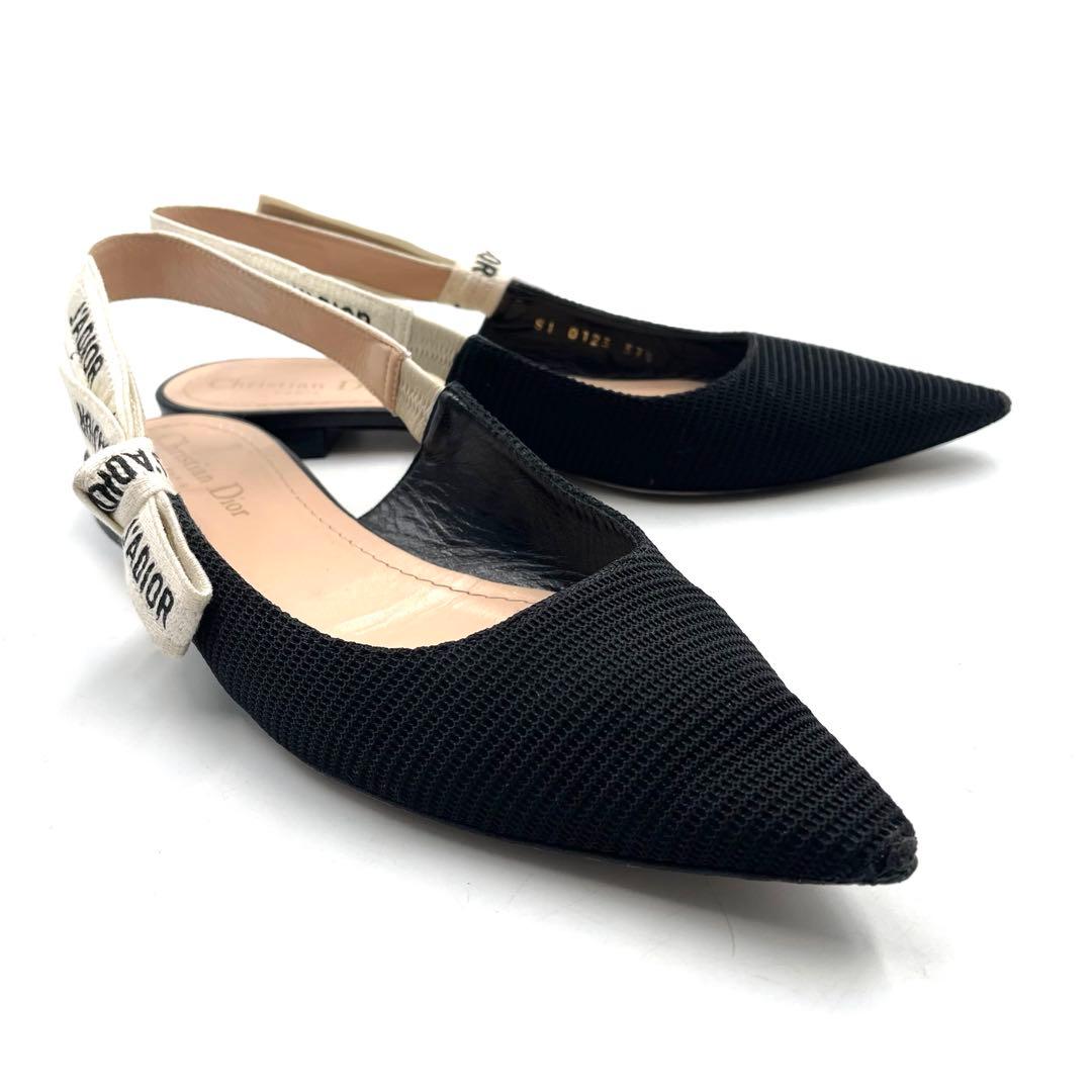 《超美品》Dior ジャディオール J'ADIOR スリングバック フラット 黒