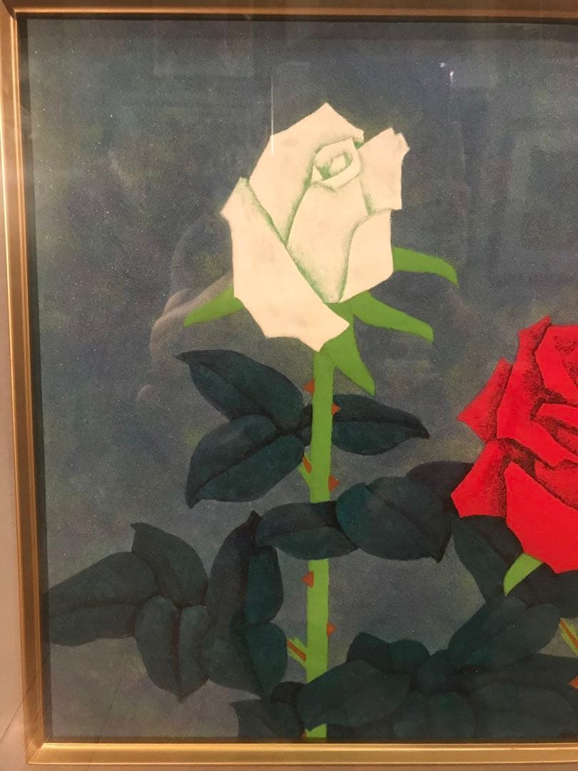 佐藤昭三 「紅白薔薇」 日本画10号 直筆サイン・落款有り - メルカリ