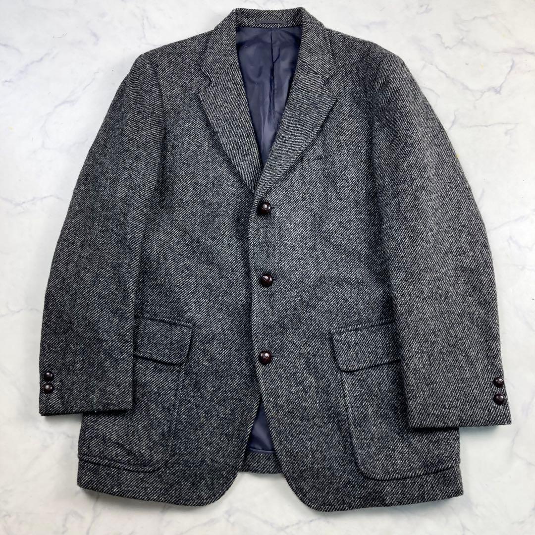 極美品 ジェイプレス ヘリンボーン ツイード くるみボタン テーラード