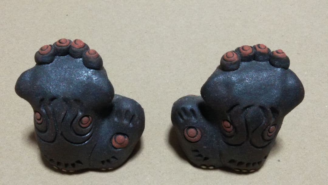 シーサー ペア アトリエQ 置物 沖縄 陶器 焼き物 作家