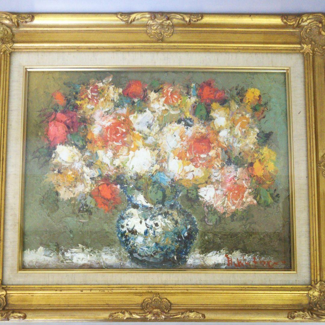 油彩画　直筆　渡部ひでき「薔薇」 油絵 渡部ひでき 薔薇 油彩画 直筆 渡部ひでき「薔薇」 楽天市場