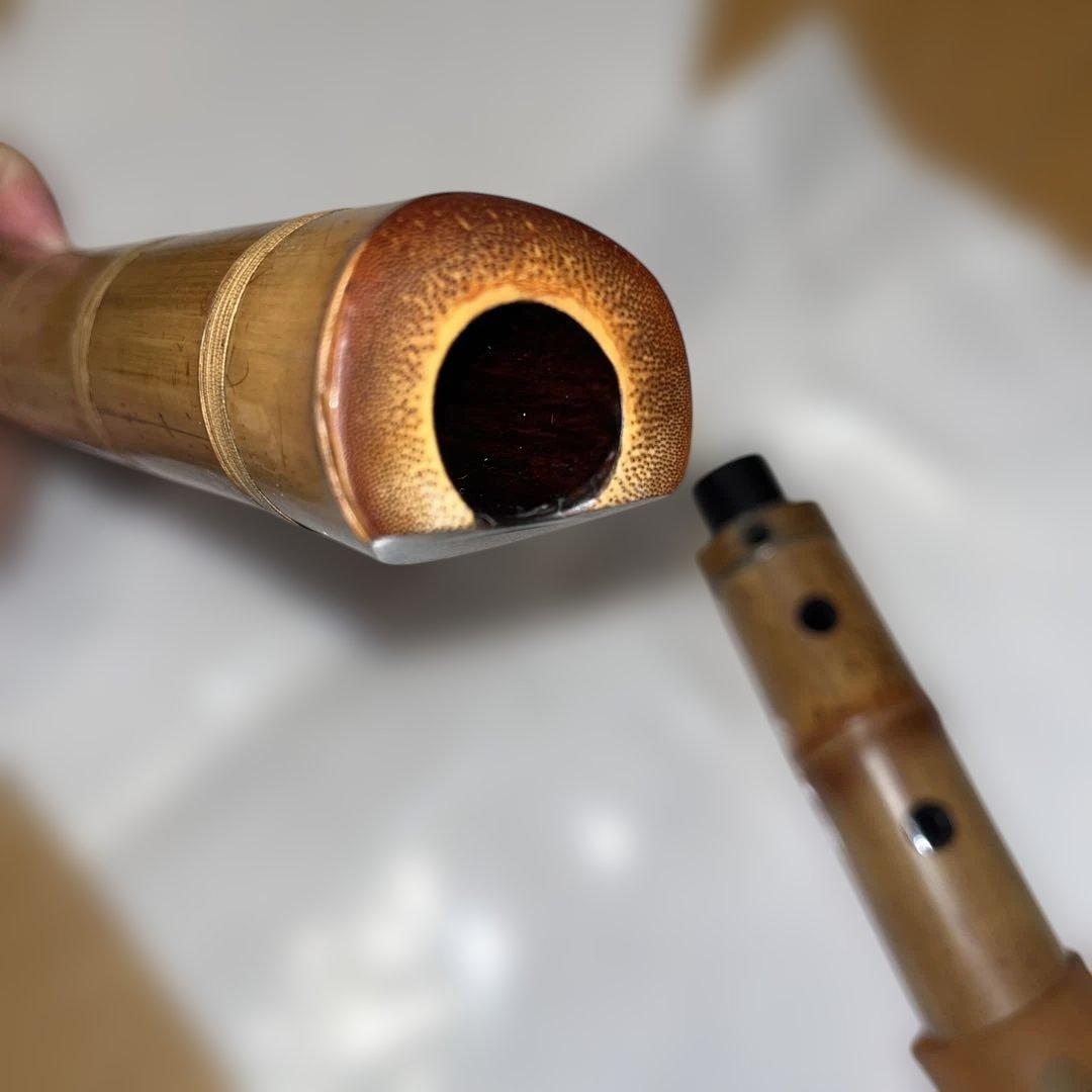 琴古流 尺八 竹治 二分割 1尺9寸 バチ型 唄口 美
