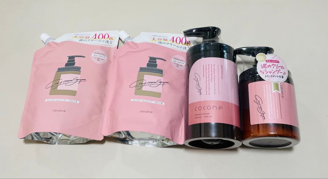 coconeクリームシャンプー　スムース　本体2＋詰替2 cocone ココネ クレイシャンプー 詰め替え クリーム スムース ローズの