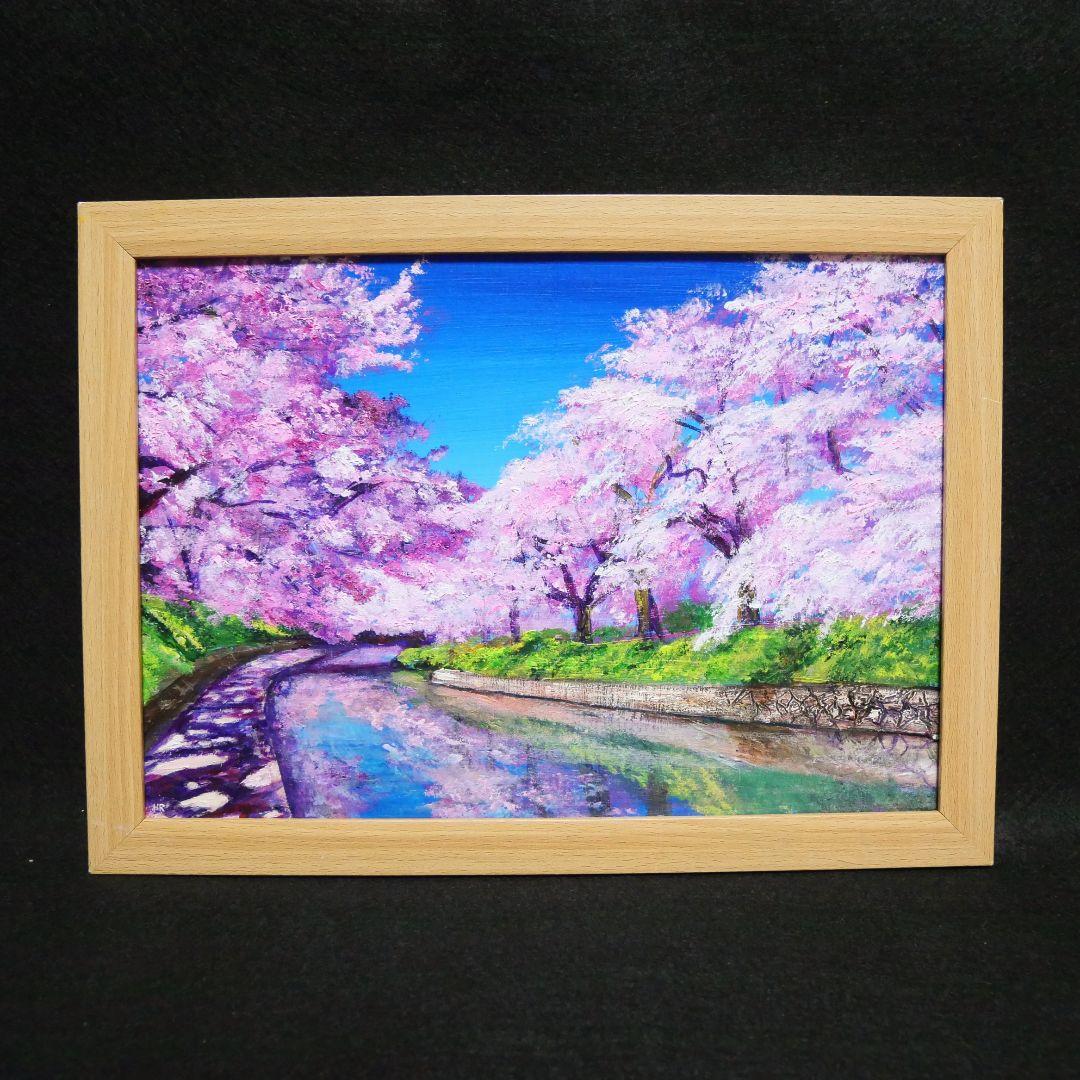 油絵 油彩 油彩画 絵 絵画 【松川の桜】 油絵 油彩 油彩画 絵 絵画 【松川の桜】 絵画 HR 通販 17342529