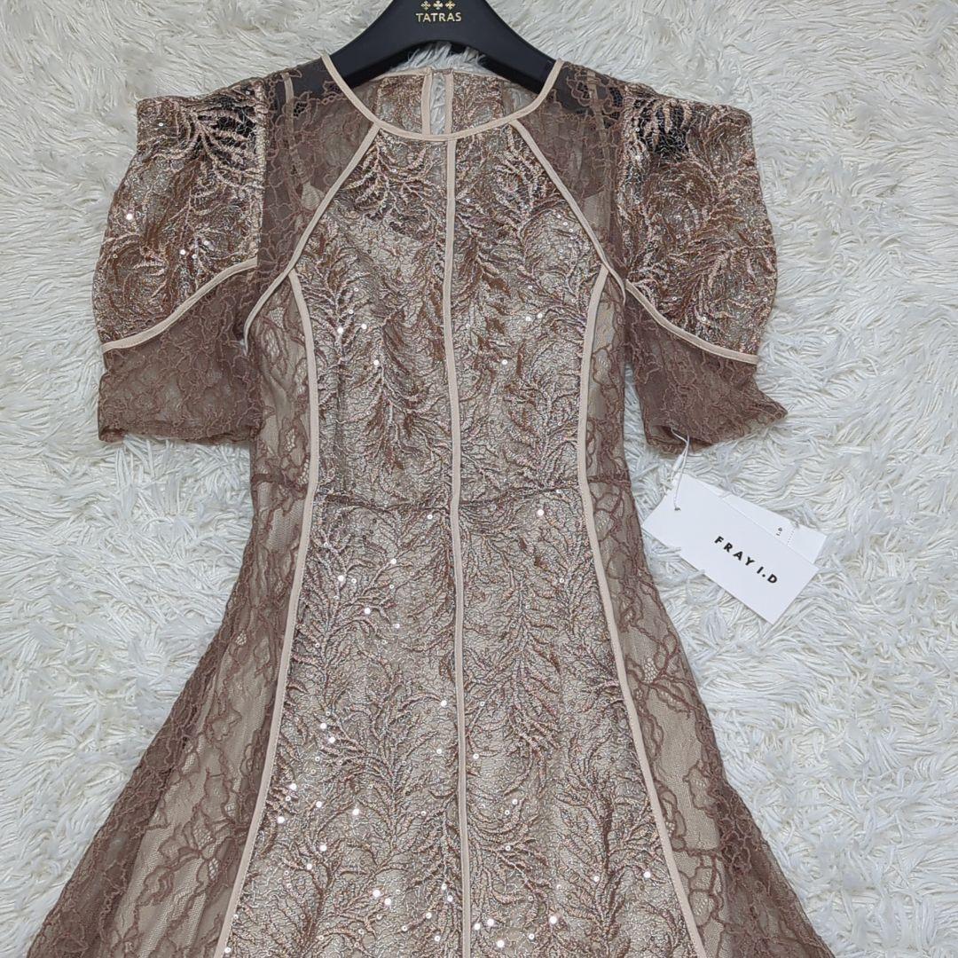 タグ付✨FRAY I.D リーフレースパイピングドレス スパンコール マキシ