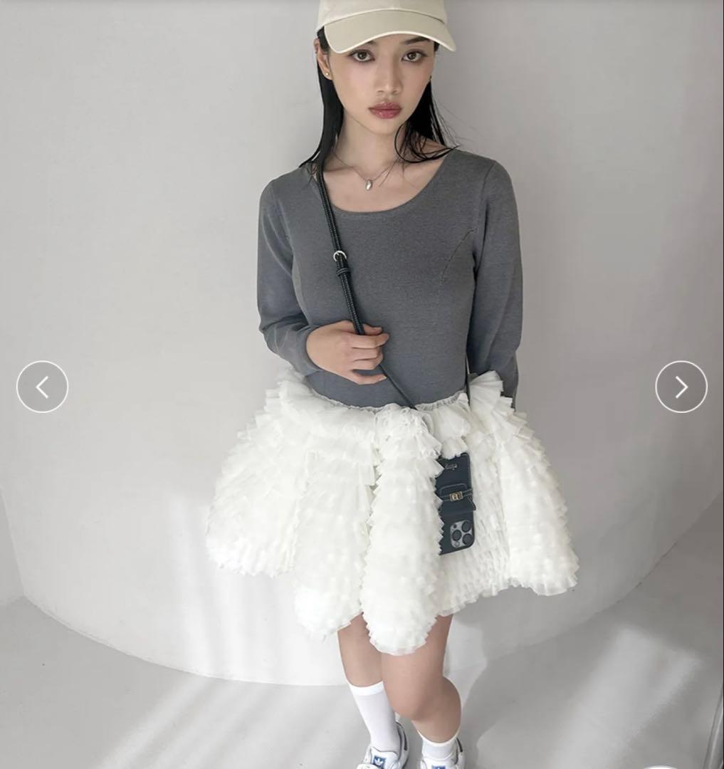 本日限定値下　eimy istoire ボリュームチュールフリルニットワンピース ボリュームチュールフリルニットワンピース