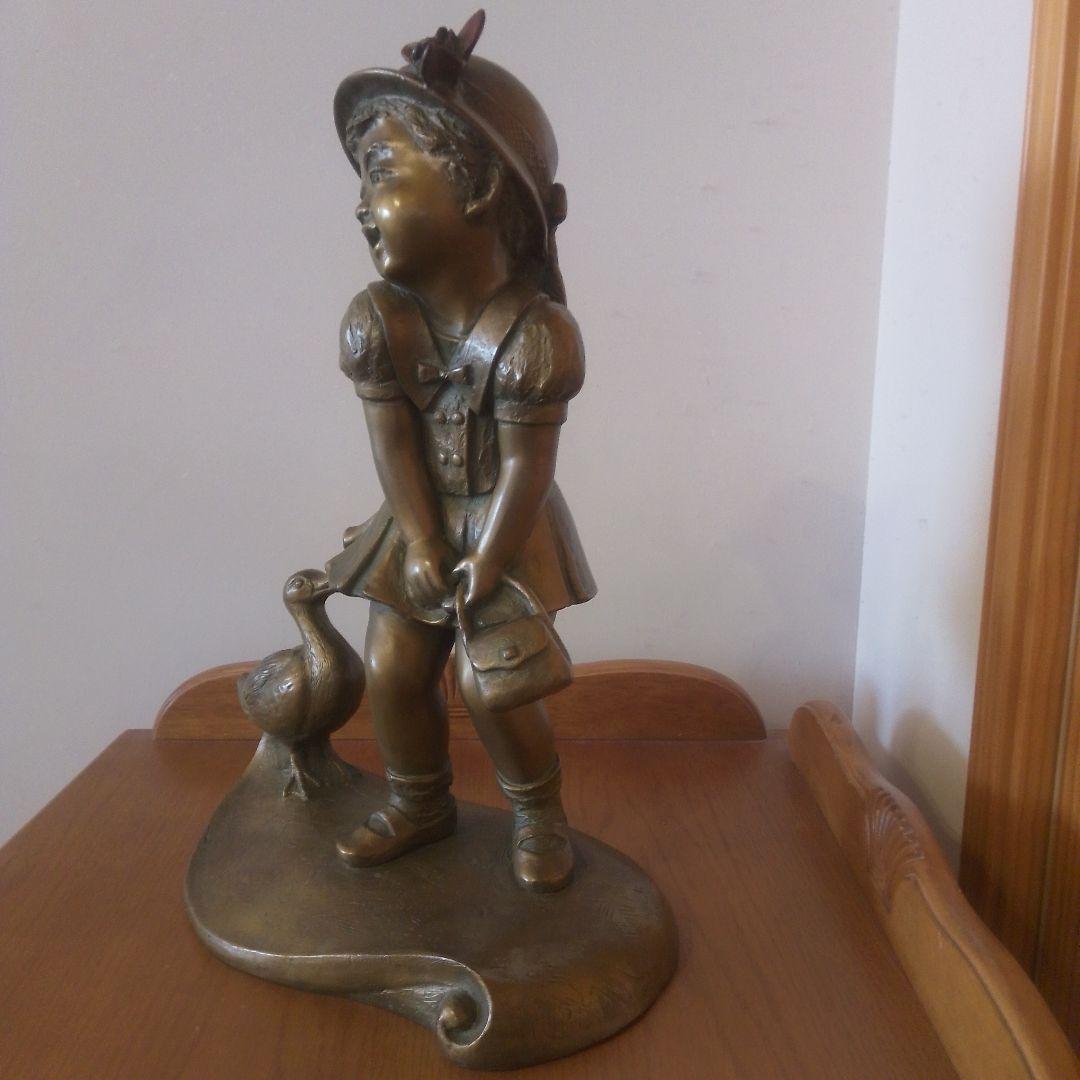 清可完器清　ブロンズ［少女と鴨］資産価値有り 本土のみの方