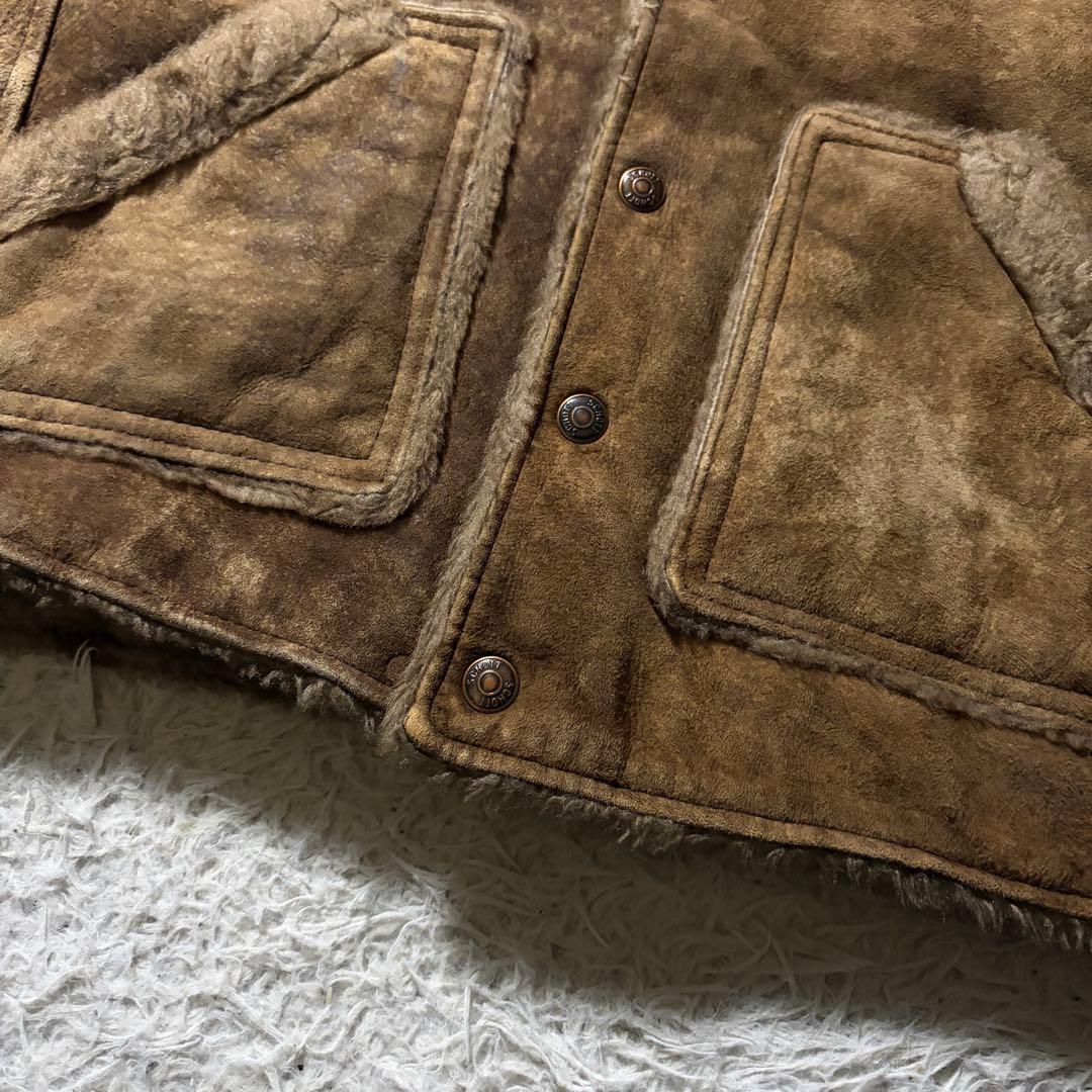 雰囲気抜群】schott ムートン 羊革 シープスキン ベスト ブラウン