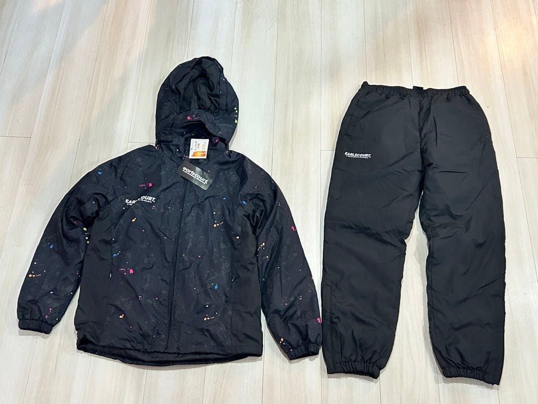 earlscourt 撥水加工 ブラック 中綿ウェア上下セット Sサイズ アールズコート（Earls Court） 【上下セット】 薄中綿ストレッチ