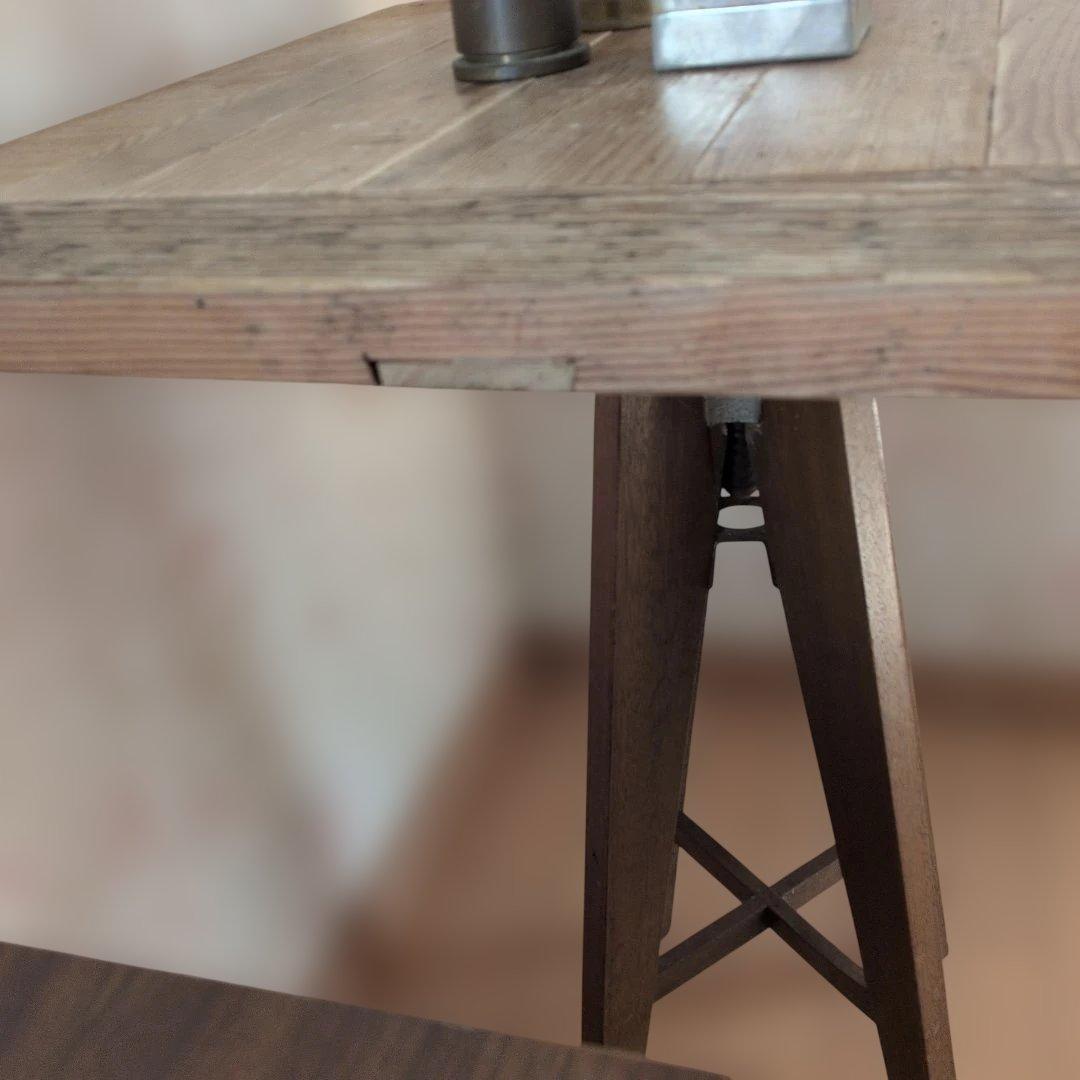 ブロカントフランス天板木製三脚式正方形回転テーブル - メルカリ