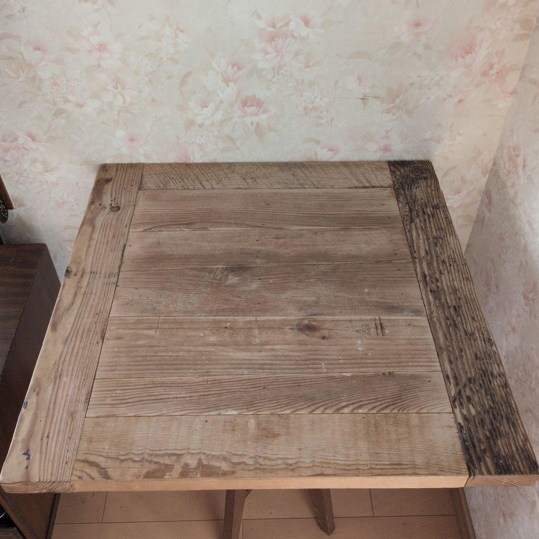 ブロカントフランス天板木製三脚式正方形回転テーブル - メルカリ