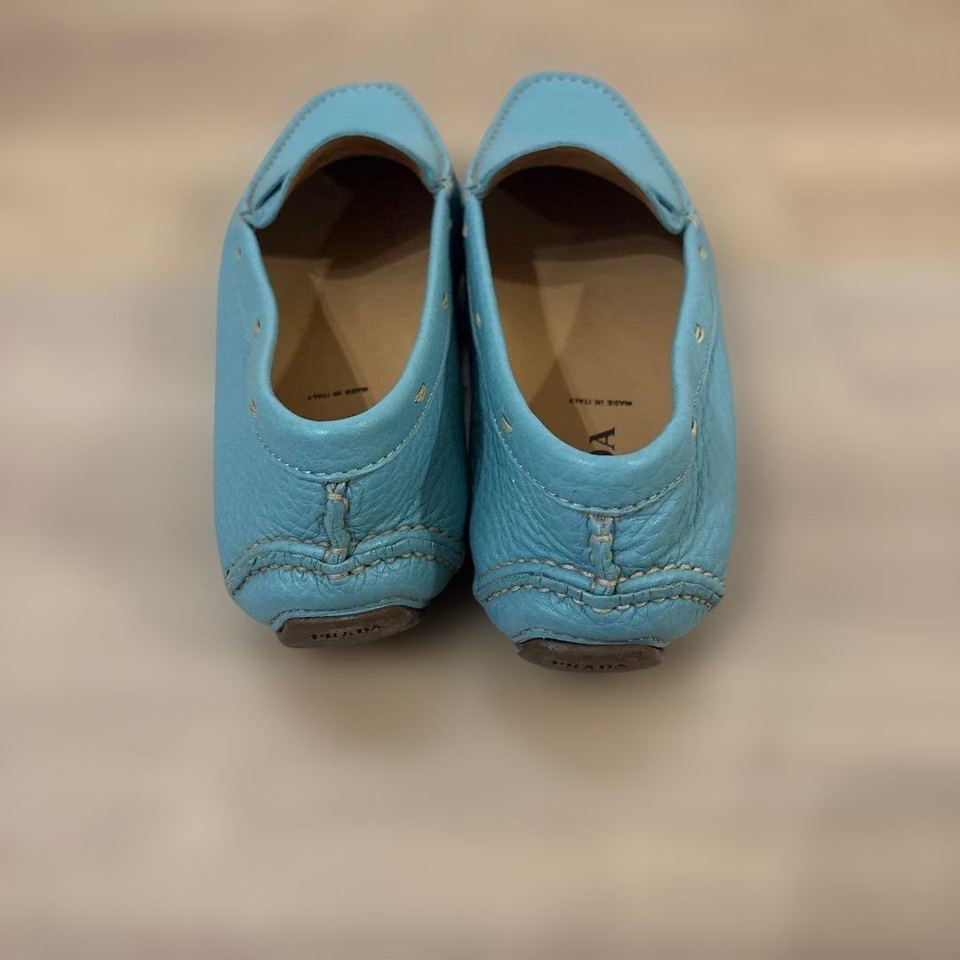 希少 新品未使用】PRADA 水色 ローファー イタリア製 24cm