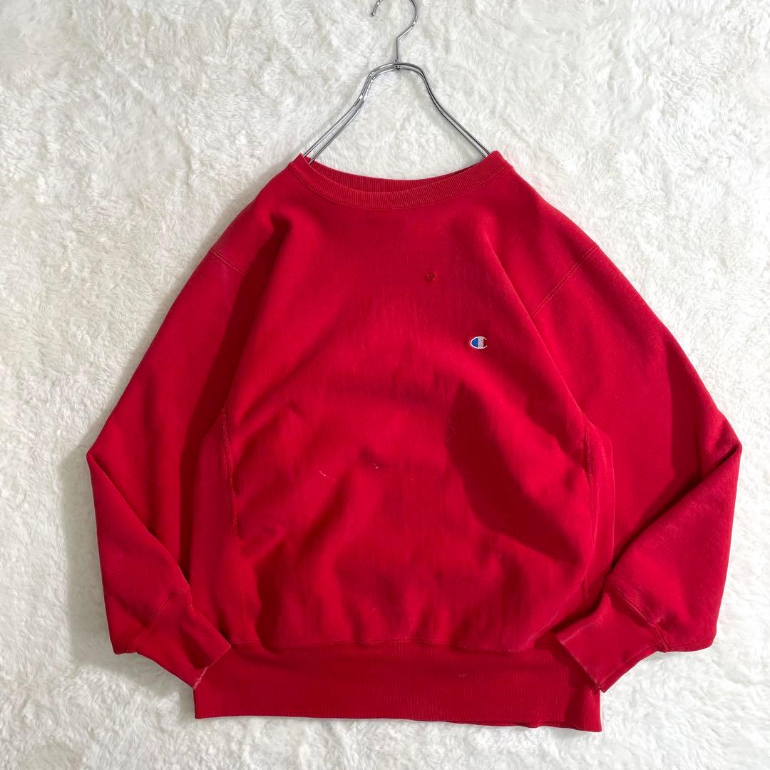 90s チャンピオン リバースウィーブ USA製 レッド サイズL 刺繍タグ