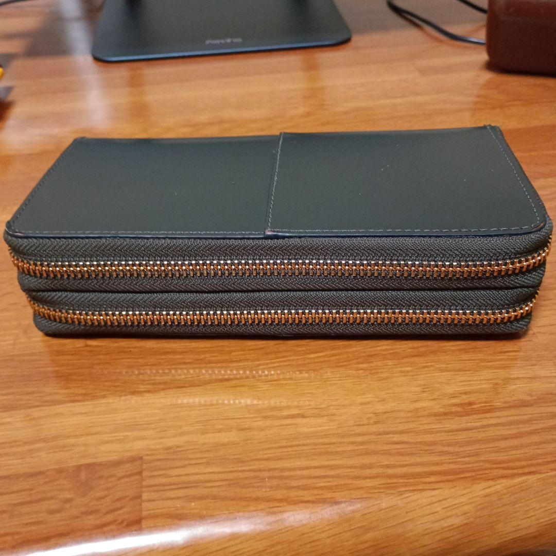 黒川鞄店 グリーンコードバン 長財布 ゴールドファスナースマホも入る