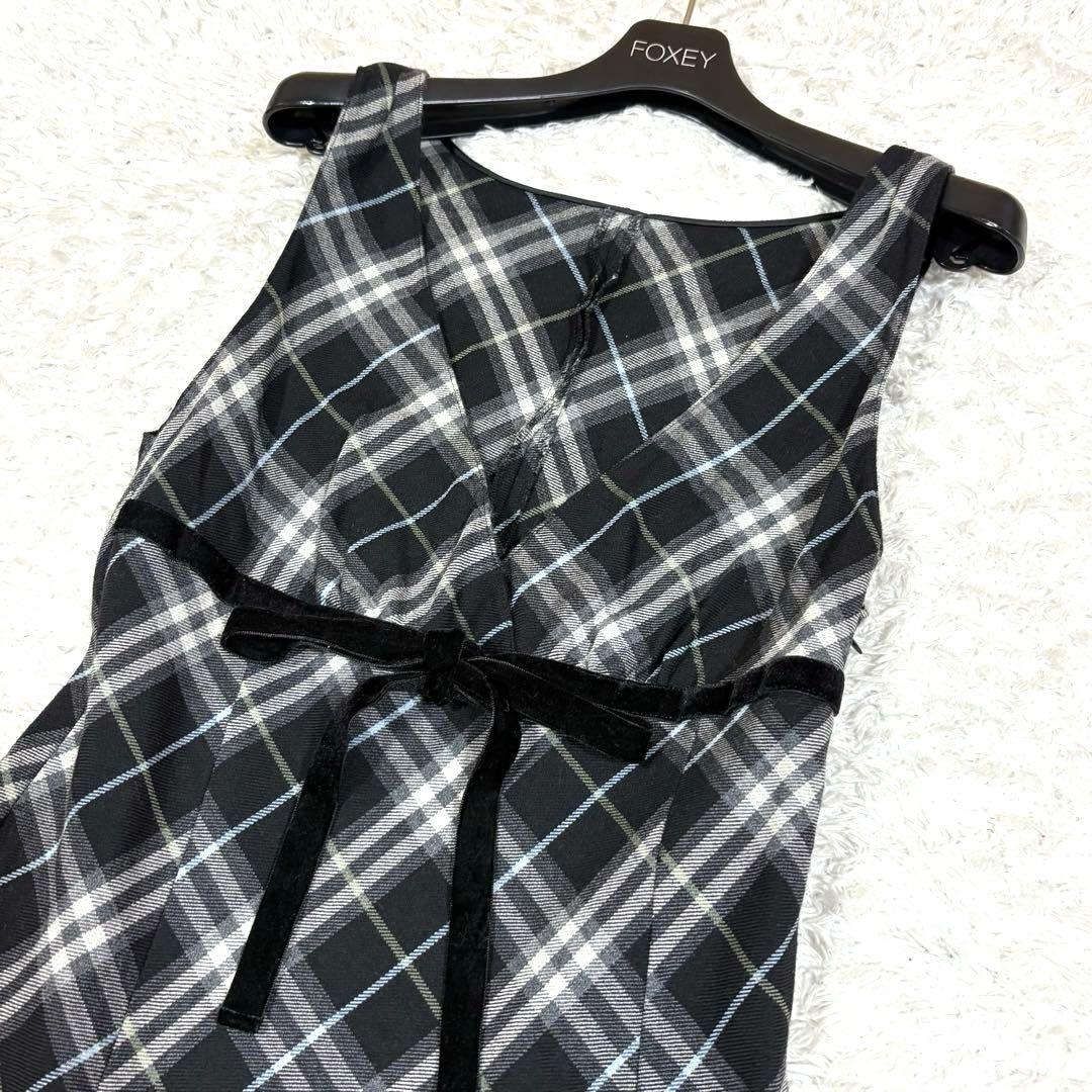 バーバリーブルーレーベル ワンピース キャミソール付 チェック ベロア