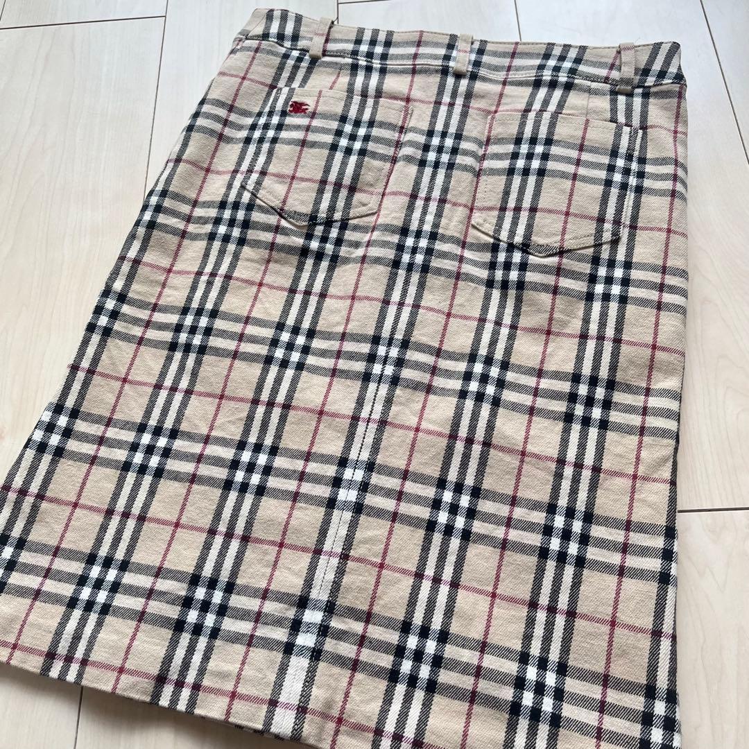 Y2K バーバリーブルーレーベル ノバチェック スカート タイト 38 バーバリー ブルーレーベルBURBERRY BLUE LABEL ノバチェックニット