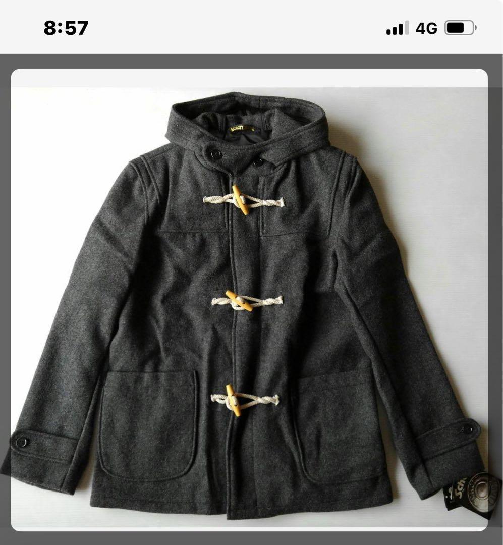 激レア【縮絨加工】パパス ダッフルコートL ロゴワッペン ロゴトグル