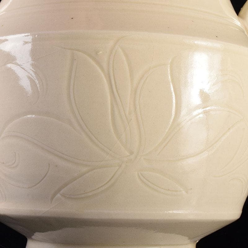 中国 徳化窯白磁 刻花文 双耳瓶 C 6946