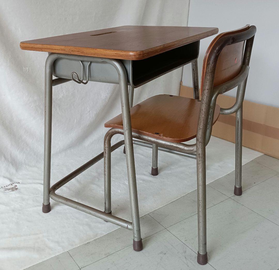 引取専用 学校机・椅子 ホウトク 6号 131〜144cm 昭和レトロ 学習机②