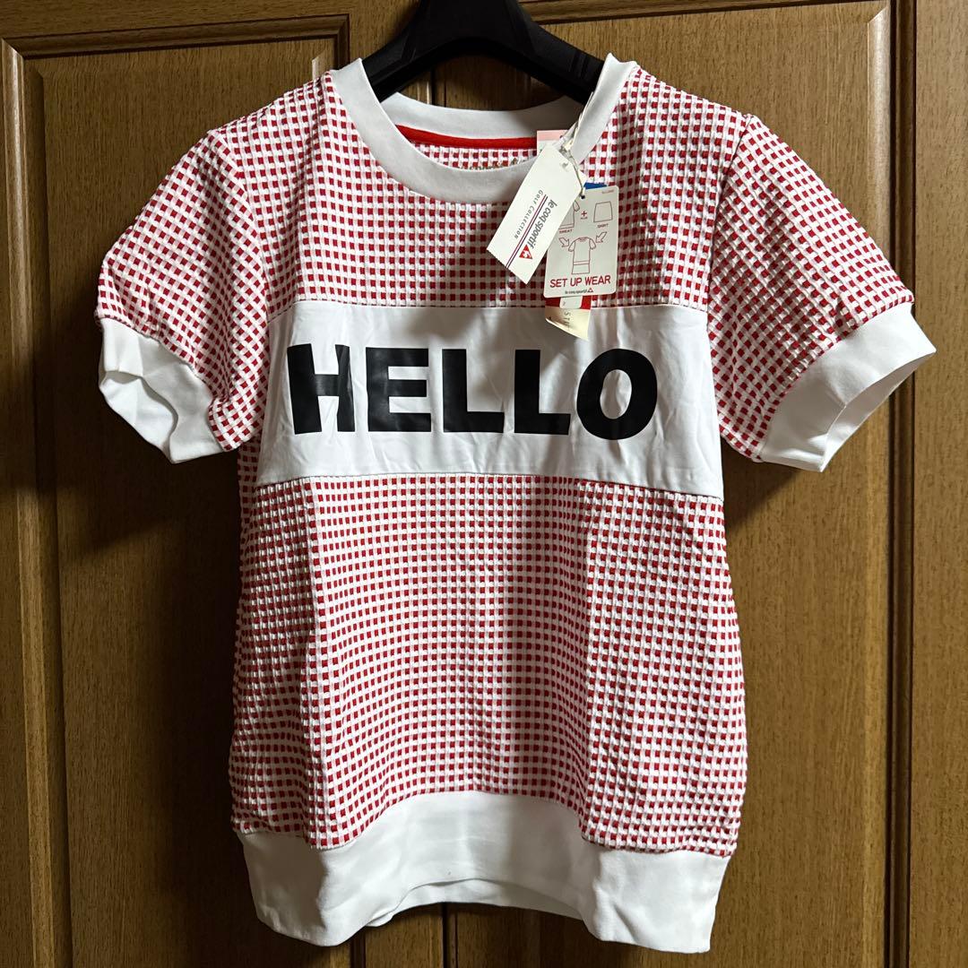 ルコックスポーツ カットソー上下セットアップ 新品未使用紙タグ付き Lサイズ半袖 ルコックスポルティフ男女兼用VネックTシャツ半袖[明石S.U.C.製品