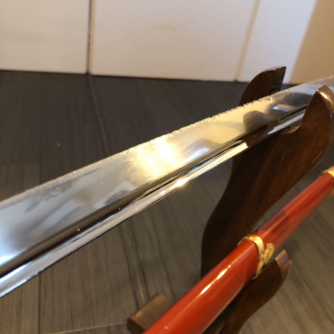 高級模造刀 居合刀 樋入り刀身 赤絹拵え 亜合金刀身