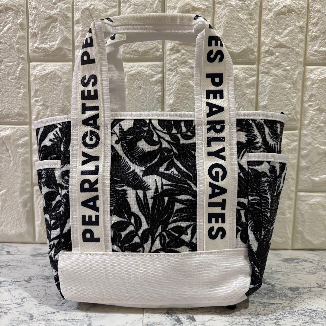 極美品 PEARLYGATES ラウンド用カートバッグ ボタニカル柄 ホワイト系