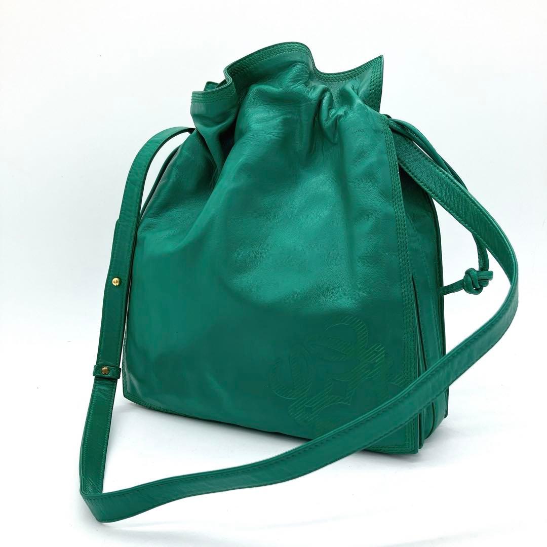 LOEWE】ショルダーバッグ フラメンコ アナグラム型押し レザー グリーン