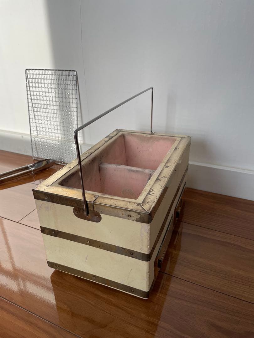 奥能登 天然珪藻土切出し七輪 真鍮巻長角型大判 左右独立タイプ 備品