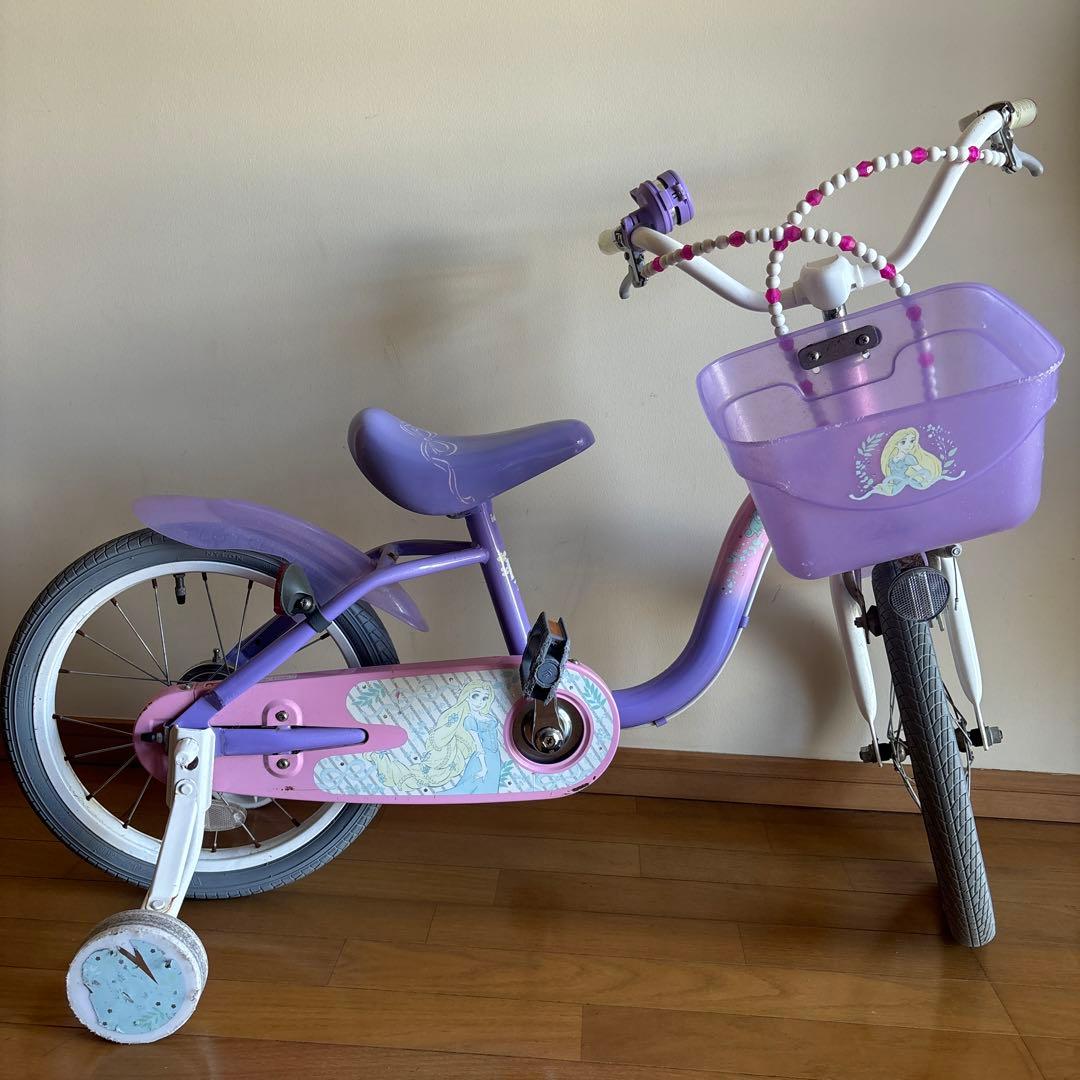 16インチ　ラプンツェル　自転車　補助輪付き 16インチ 身長98～116cm 子供用自転車 ディズニープリンセス
