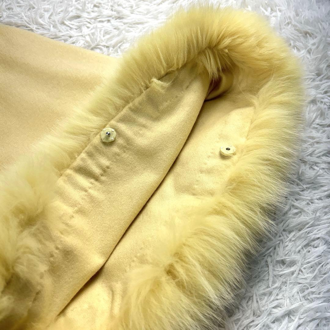 美品】グレースクラス ケープコート カシミヤ フォックスファー イエロー