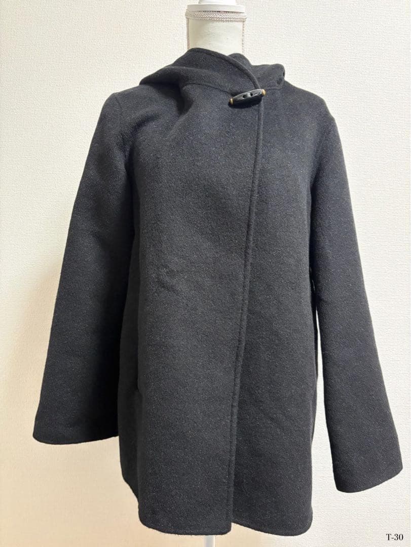 23区 アンゴラ混フーデットコート 38 ブラック オンワード樫山 ロング